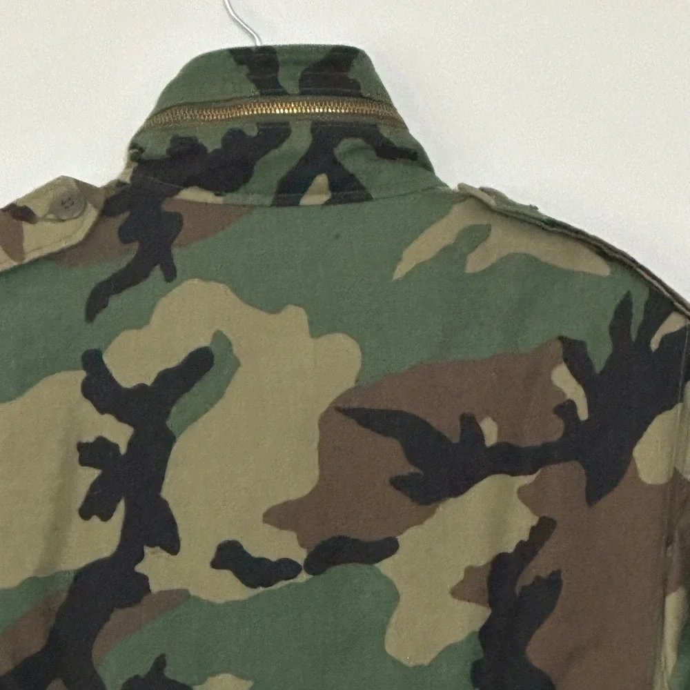 VTG 1974 US Army M-65 Field Jacket S Woodland Camo Coat Liner Military Tactical